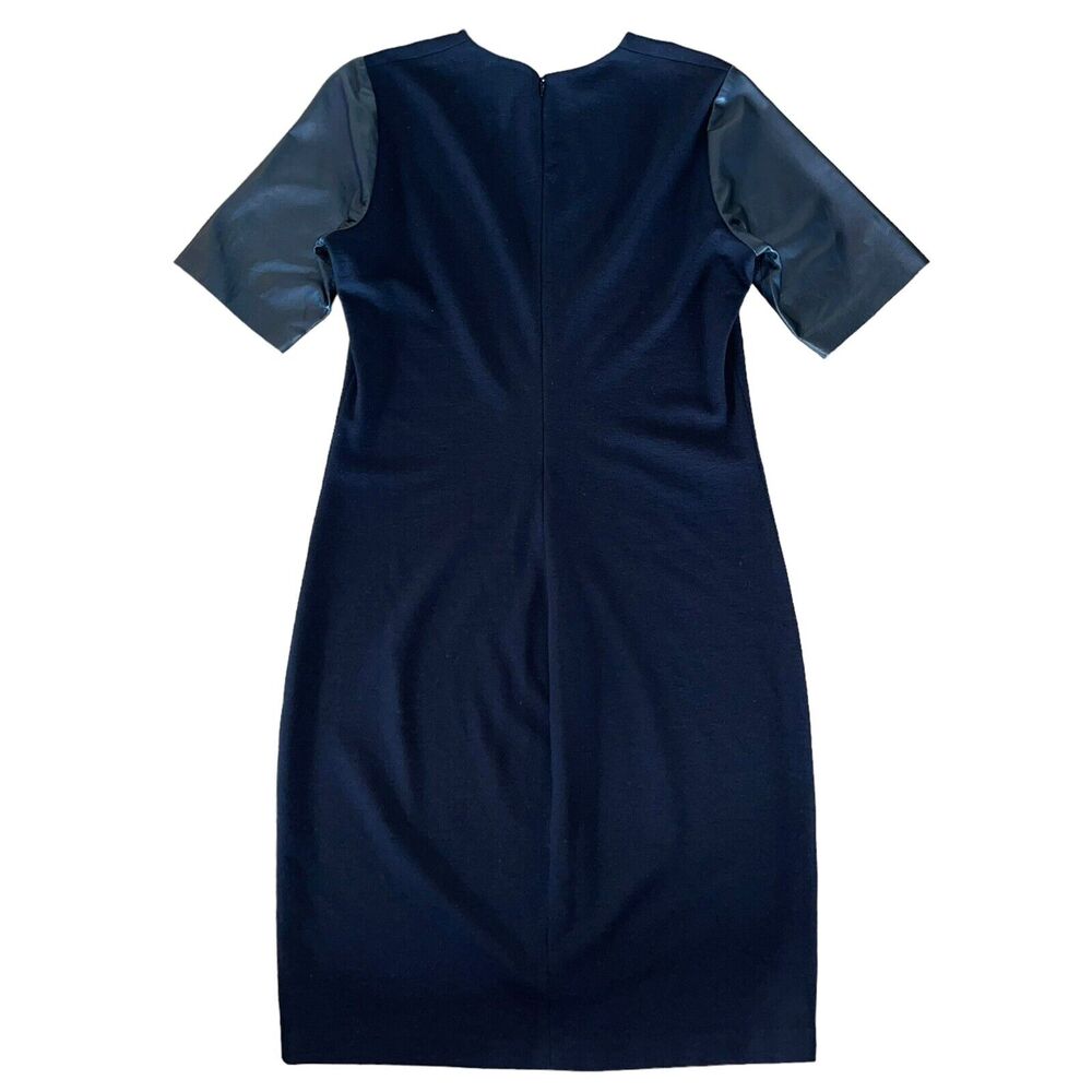 Vince Navy Dress with Leather-Effect Short Sleeves - Picture 2 of 7